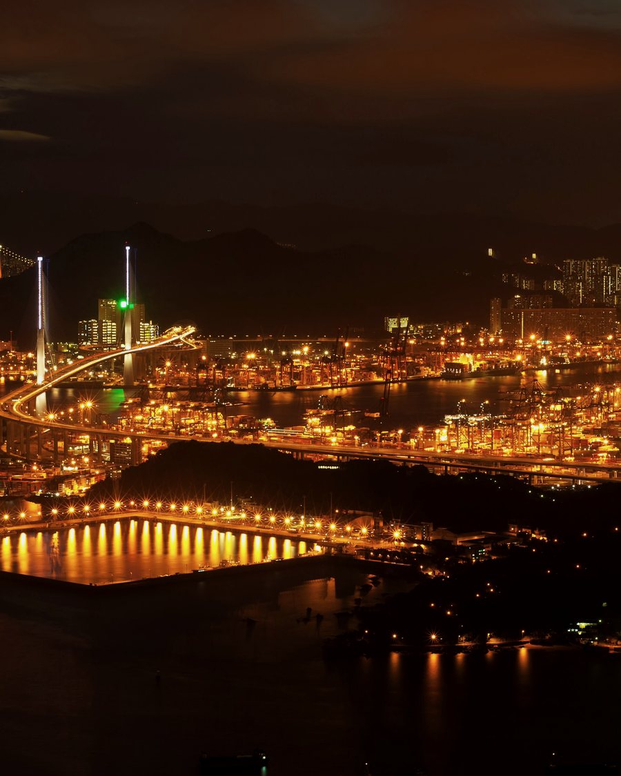 Hong Kong harbour and commercial district, representing Solvana's office in Asia
